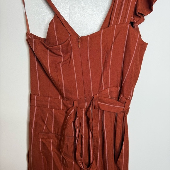 Three Floor Margaux Jumpsuit pinstriped copper Linen Size 0 RTR - Picture 8 of 15